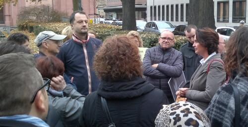Kathrin Anklam-Trapp am 17.11.15 bei der Demo in Mainz