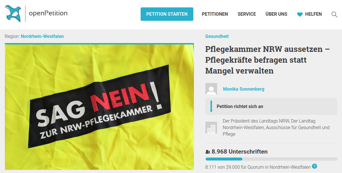 Petition gegen Pflegekammer NRW bei OpenPetition Petition gegen Pflegekammer NRW bei OpenPetition
